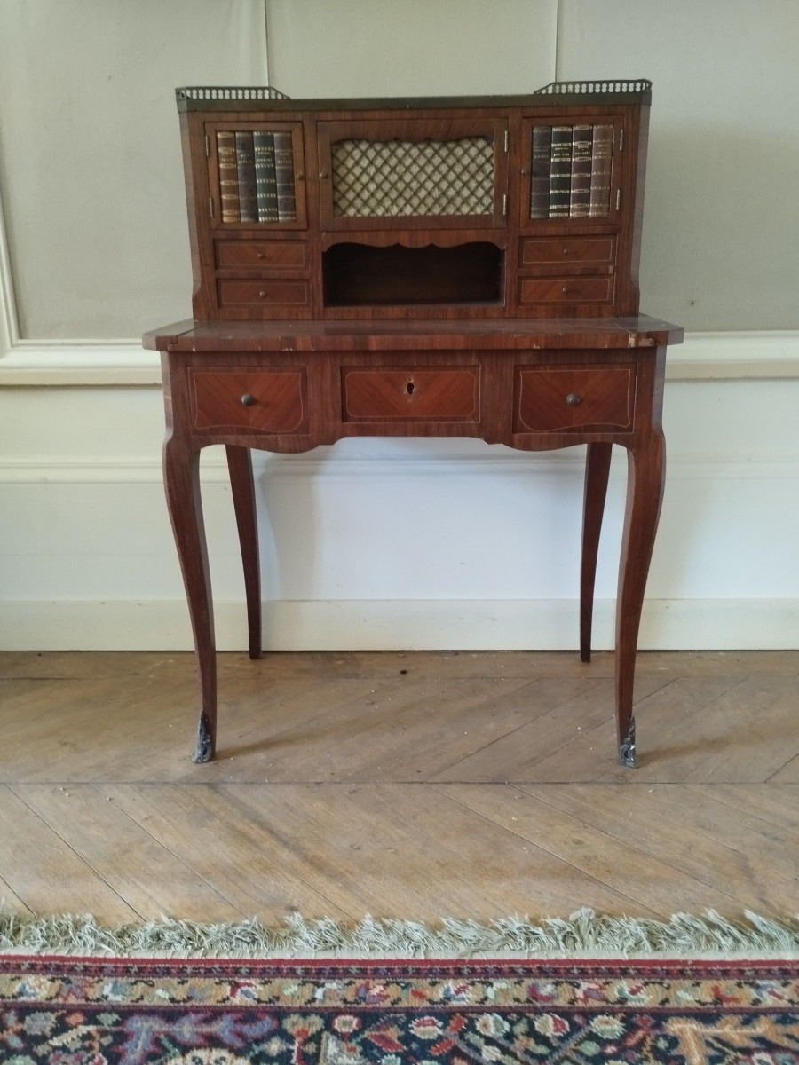 Secrétaire - bonheur du jour Napoléon III , bureau, cabinet, fin du XIXème siècle-photo-2