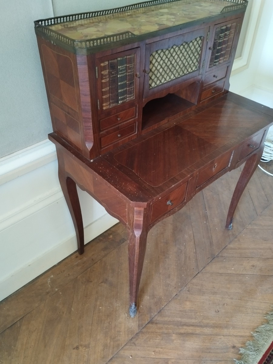 Secrétaire - bonheur du jour Napoléon III , bureau, cabinet, fin du XIXème siècle-photo-3