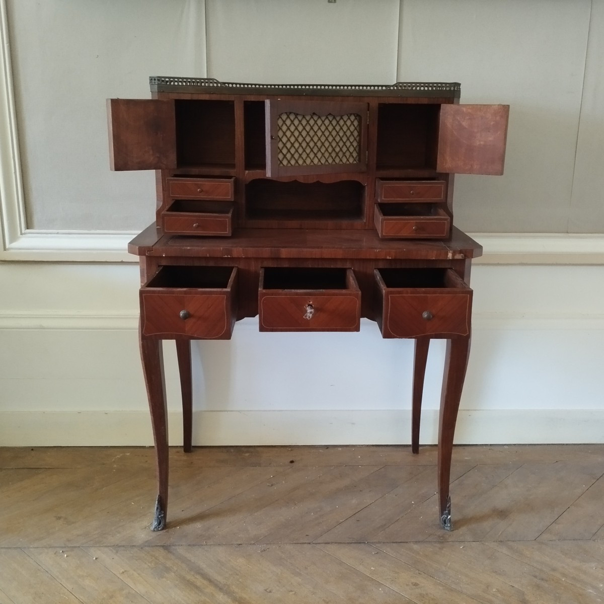 Secrétaire - bonheur du jour Napoléon III , bureau, cabinet, fin du XIXème siècle-photo-2
