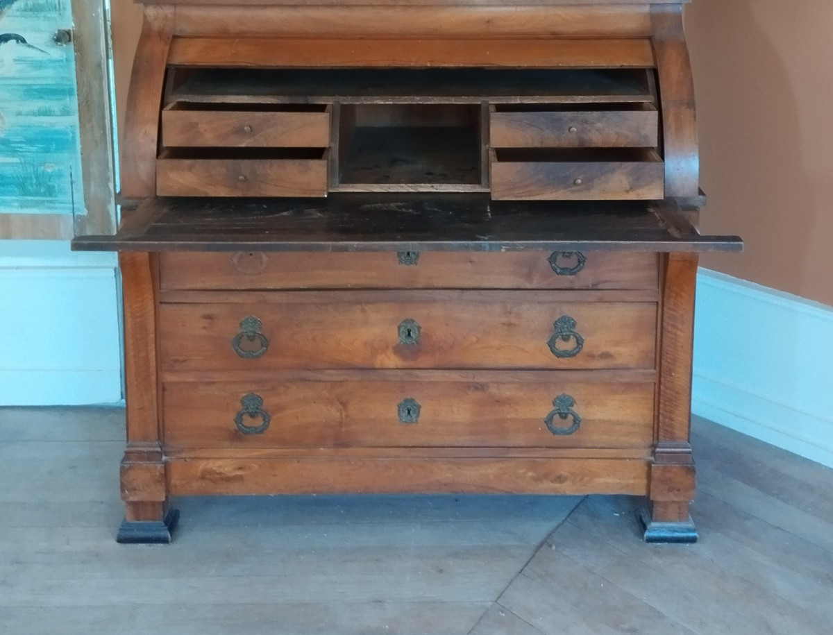 Important Cylinder Desk In Cabinet, Walnut, 1850, Charles X - Louis Philippe, Very Good Condition-photo-4