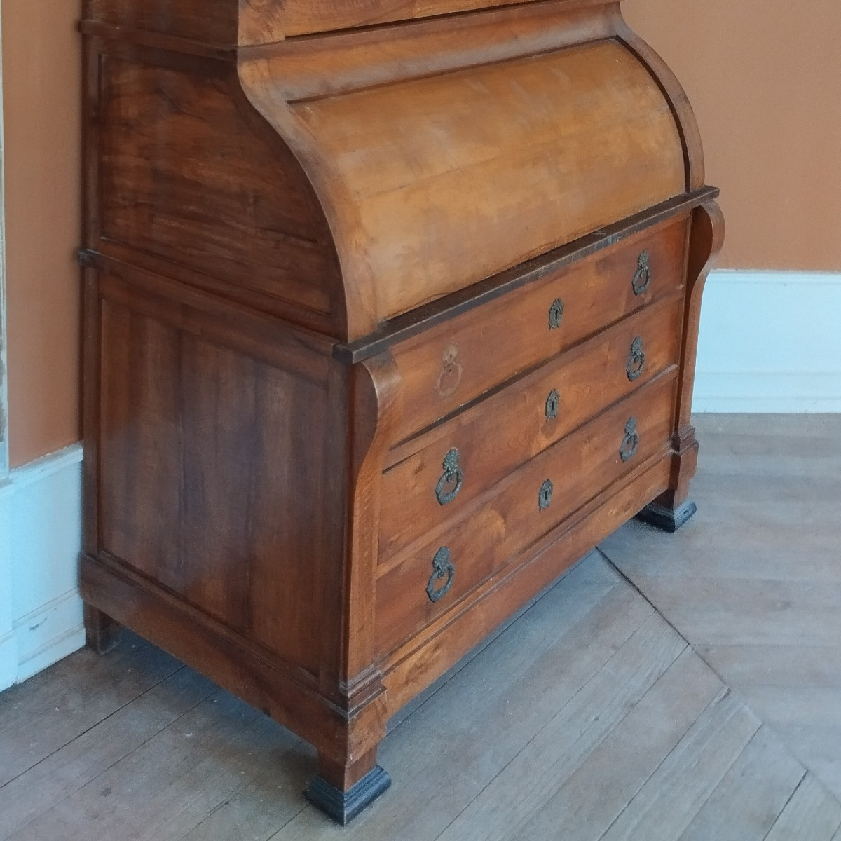 Important Cylinder Desk In Cabinet, Walnut, 1850, Charles X - Louis Philippe, Very Good Condition-photo-6