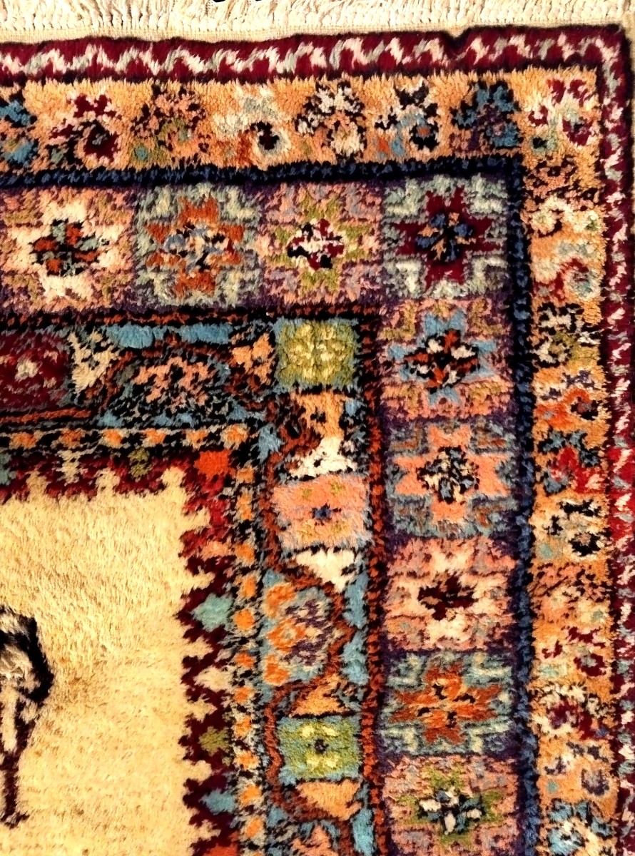 Tapis Rabat, "R'bati", 162 x 205 cm, laine nouée main au maroc , 1980, en très bon état-photo-4