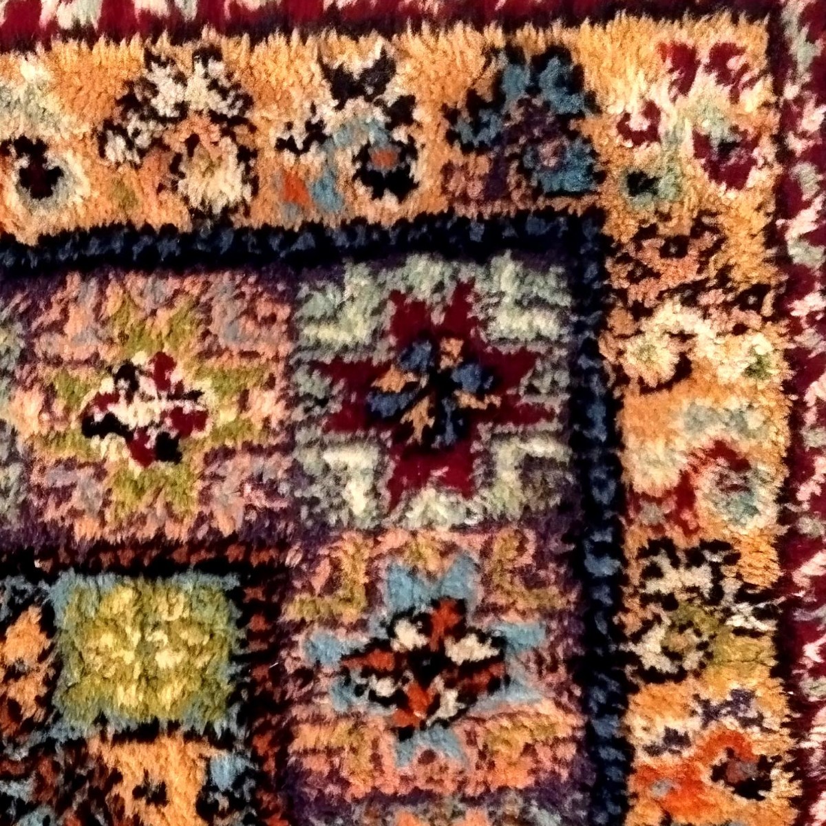 Tapis Rabat, "R'bati", 162 x 205 cm, laine nouée main au maroc , 1980, en très bon état-photo-6