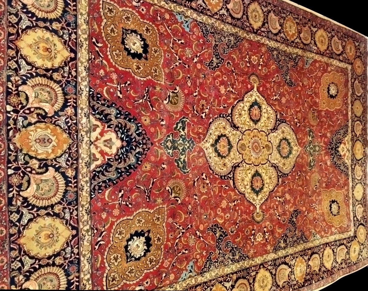 Antique Tabriz Rug Signed, 262 X 377 Cm, Hand-knotted Wool In Iran, Persia 1900 - 1920-photo-3