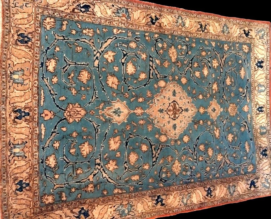 Antique Na'in Rug, Isfahan Decor, 142 X 205 Cm, Hand-knotted Wool, Iran Circa 1930, Rare Model-photo-3