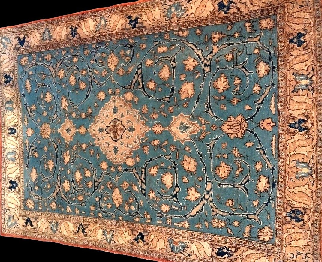 Antique Na'in Rug, Isfahan Decor, 142 X 205 Cm, Hand-knotted Wool, Iran Circa 1930, Rare Model-photo-1