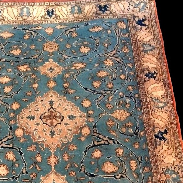 Antique Na'in Rug, Isfahan Decor, 142 X 205 Cm, Hand-knotted Wool, Iran Circa 1930, Rare Model-photo-3
