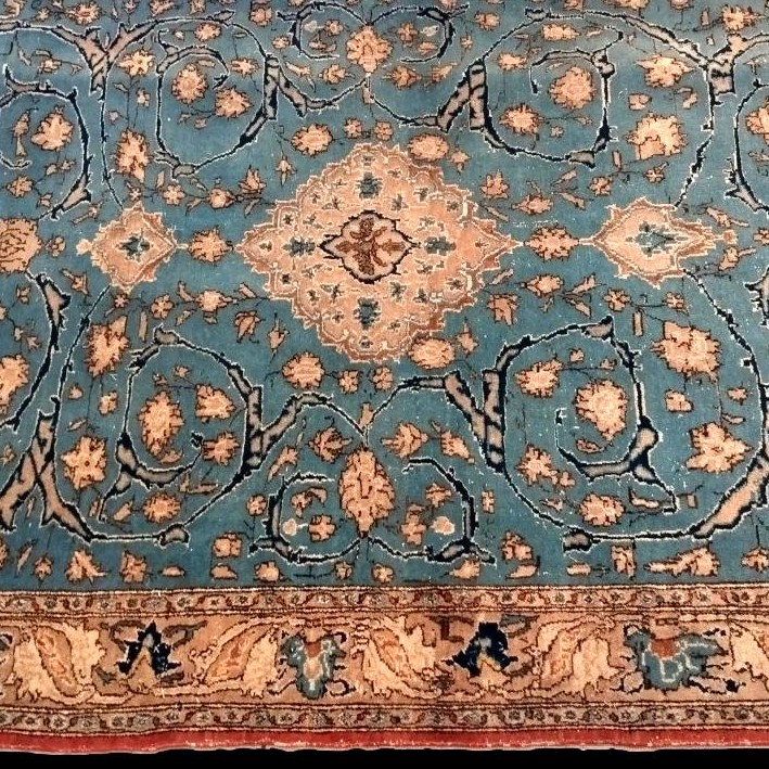 Antique Na'in Rug, Isfahan Decor, 142 X 205 Cm, Hand-knotted Wool, Iran Circa 1930, Rare Model-photo-4