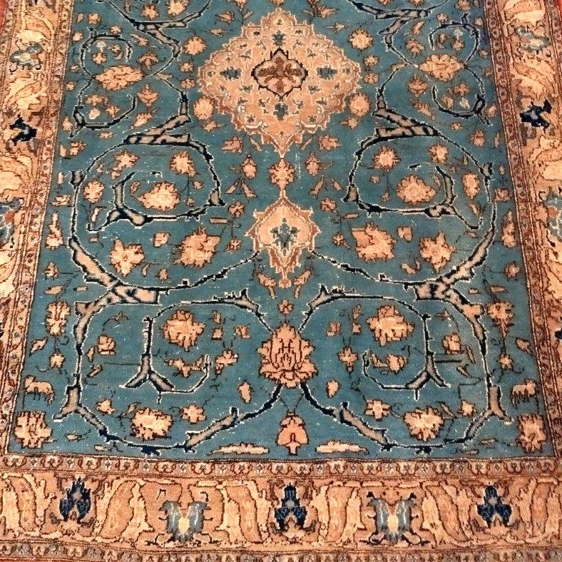 Antique Na'in Rug, Isfahan Decor, 142 X 205 Cm, Hand-knotted Wool, Iran Circa 1930, Rare Model-photo-5