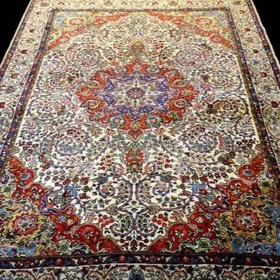 TapisTabriz, 200 x 303 cm, laine kork nouée main vers 1980, Iran, beau persan en très bon état-photo-5
