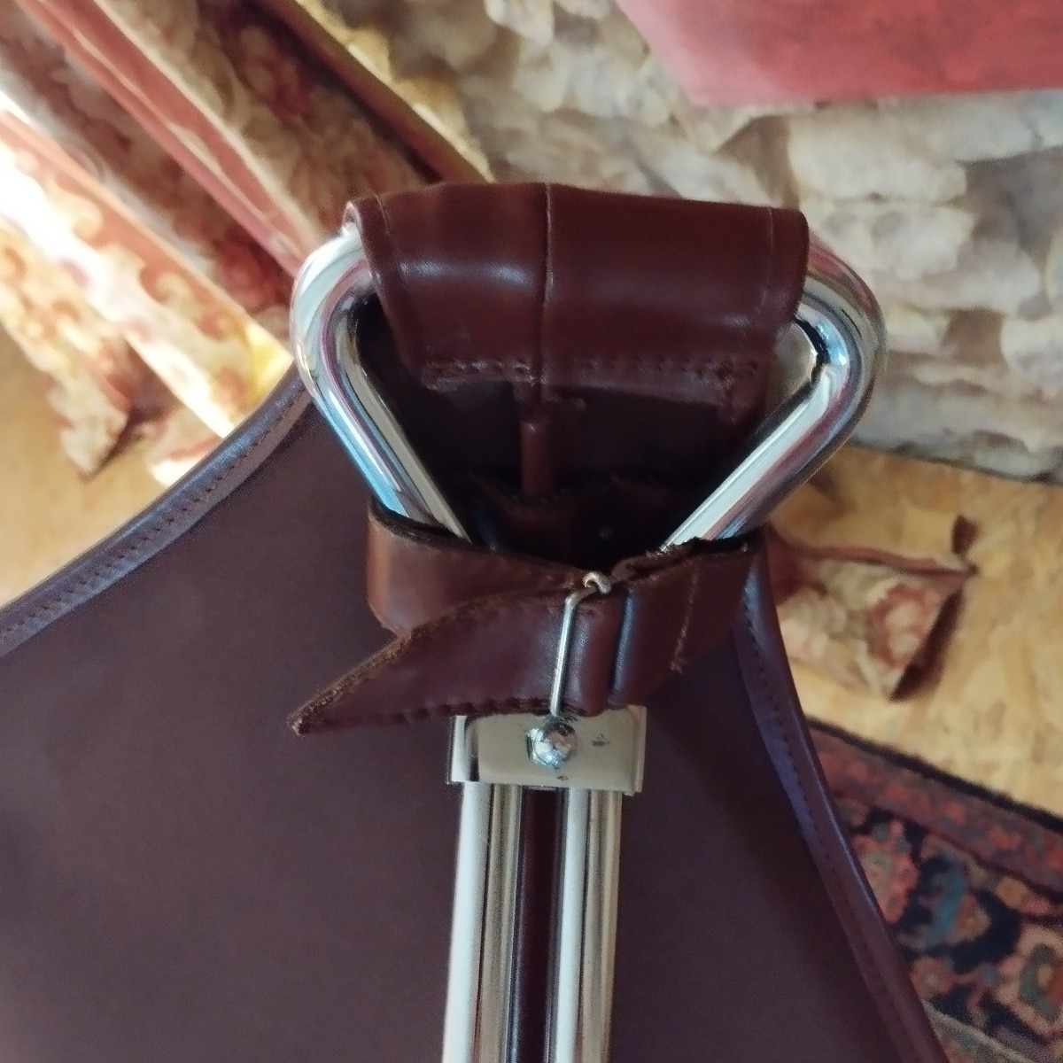 Armchair And Ottoman, Leather & Stainless Steel, 1970s, Restored Set, Perfect Condition-photo-1