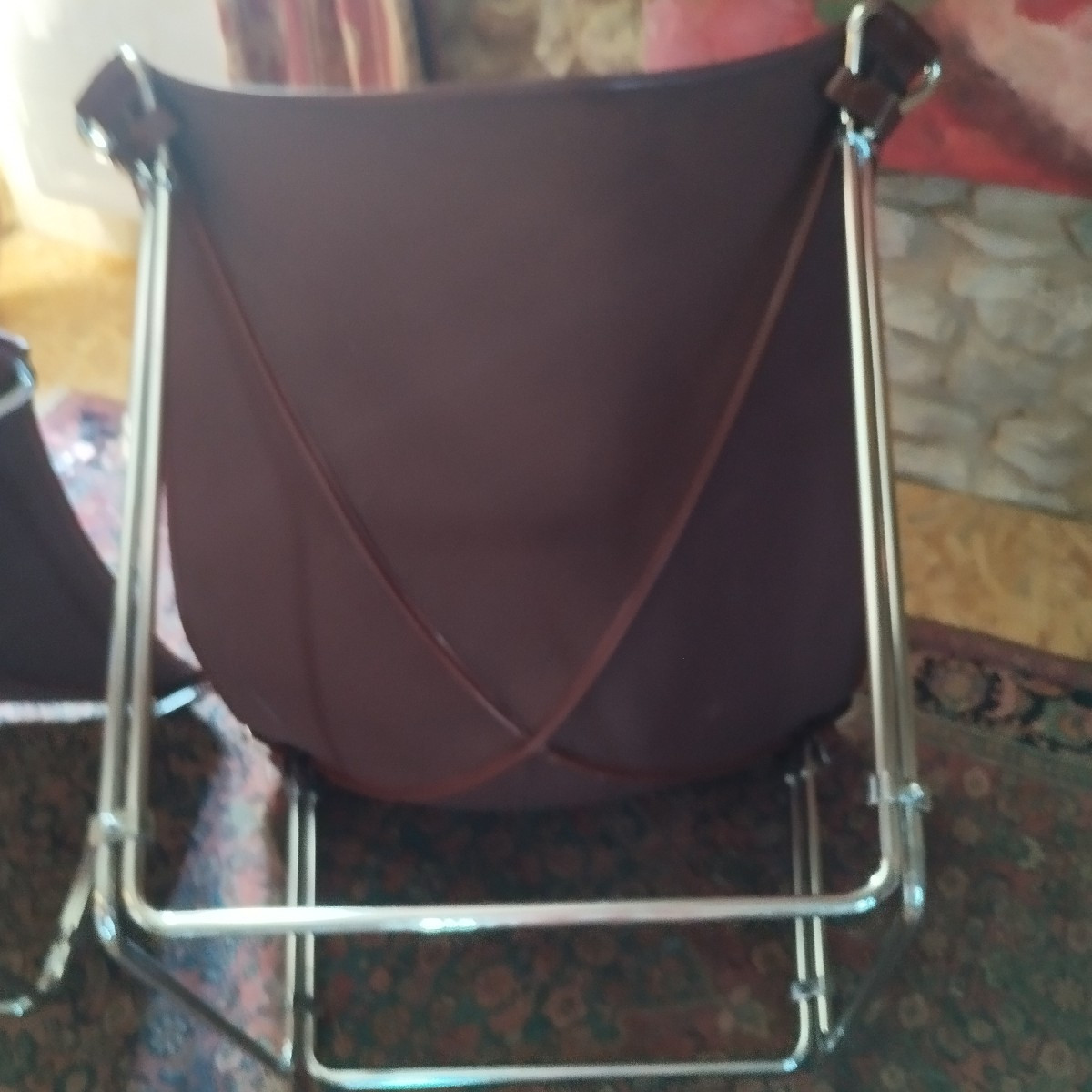 Armchair And Ottoman, Leather & Stainless Steel, 1970s, Restored Set, Perfect Condition-photo-2