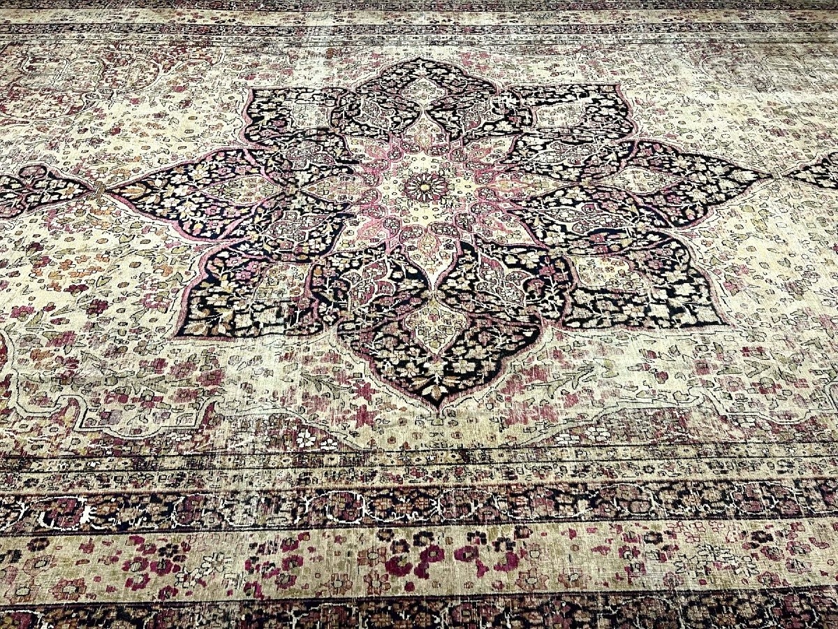 Kirman Raver 19th Century, 320 X 490 Cm, Hand-knotted Wool, Persian, Iran, Antique Museum-photo-3