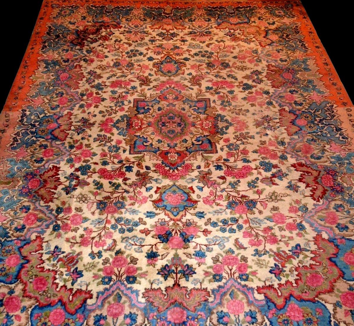 Kirman Raver 19th Century, 320 X 490 Cm, Hand-knotted Wool, Persian, Iran, Antique Museum-photo-7