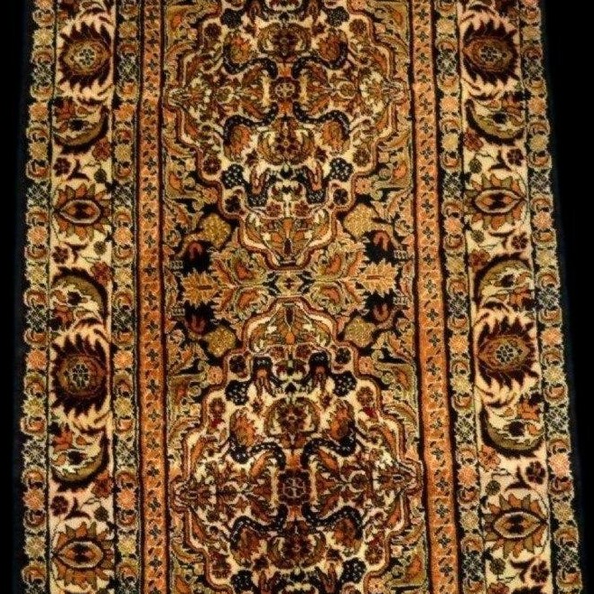 Mashhad Rug, 108 X 218 Cm, Hand-knotted Kork Wool In Iran Circa 1970 - 1980, Perfect Condition