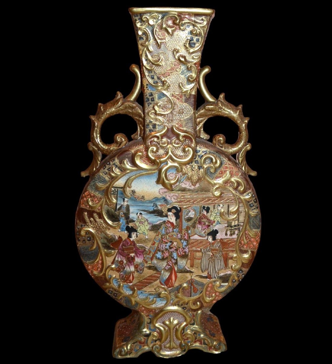 Vase gourde, porcelaine,  japon, grande taille, 44,5 cm, fin XIXème, début du XXème siècle-photo-2