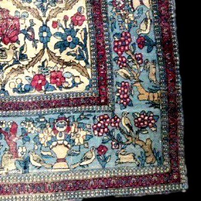 Tapis Kirman, décor floral, 142 x 212 cm, laine & soie nouées main vers 1890-1900, Iran, Kadjar-photo-6