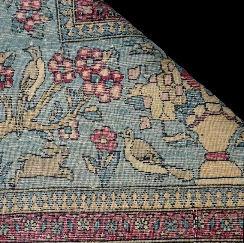 Tapis Kirman, décor floral, 142 x 212 cm, laine & soie nouées main vers 1890-1900, Iran, Kadjar-photo-7