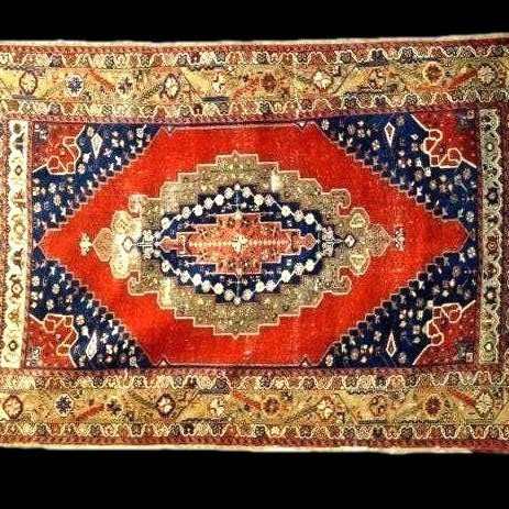 Tapis Kutaya ancien en soie, 111 x 165 cm, noué main au XIXème siècle, Empire Ottoman, -photo-5