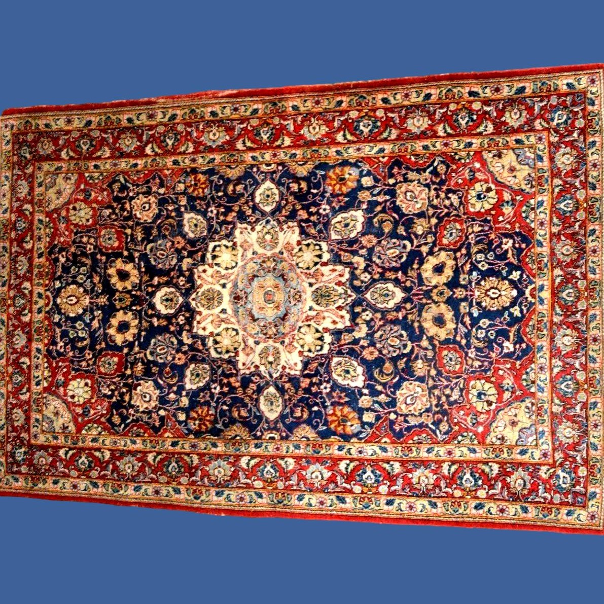 Tapis Tabriz, 140 x 210 cm, dynastie Kadjar, noué main en laine kork  en Iran au début du XXème-photo-4