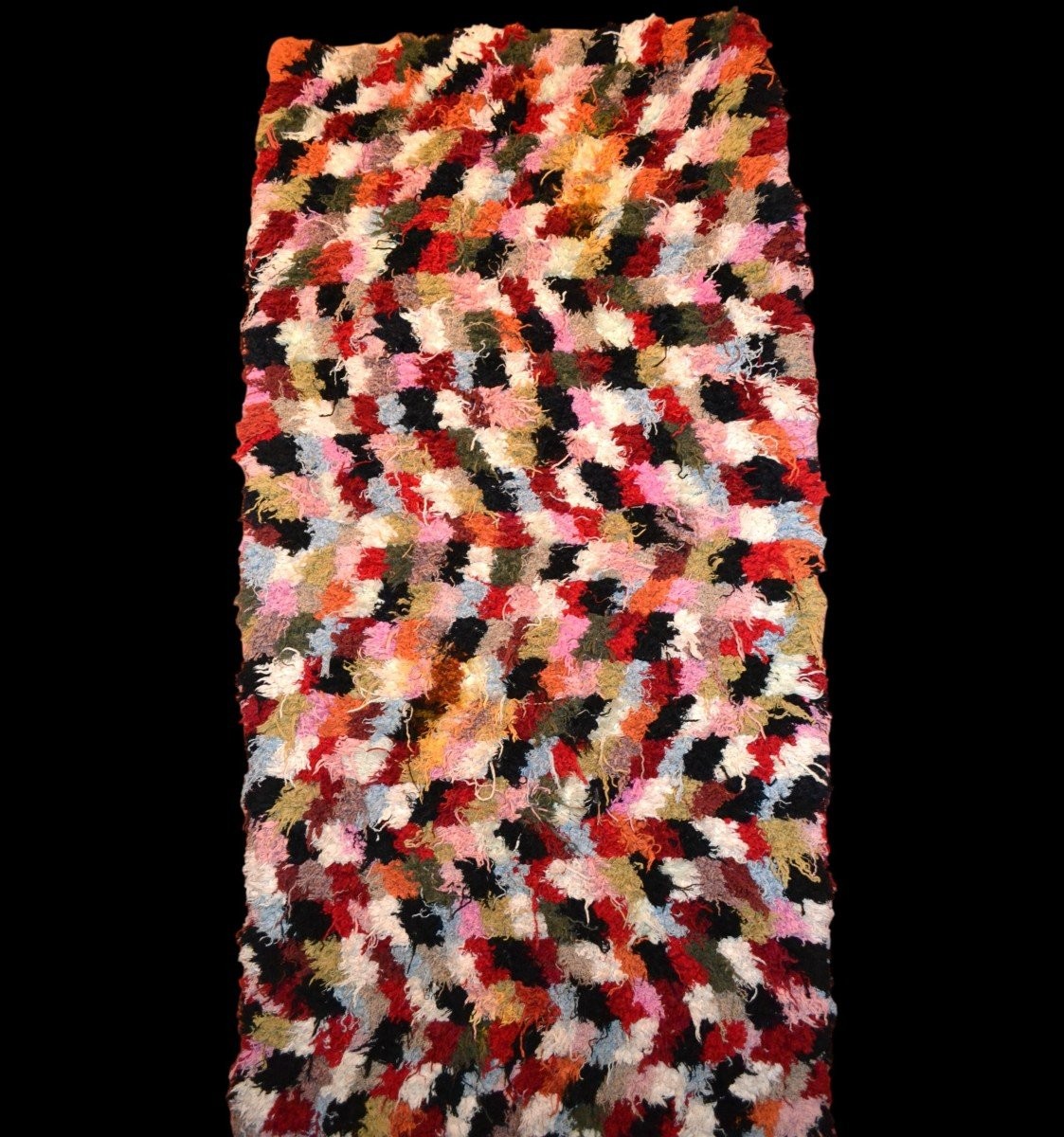 Fantaisie Berbère, tapis, 100 x 205 cm , années 50, tapis-tableau, laine nouée main au Maroc-photo-2