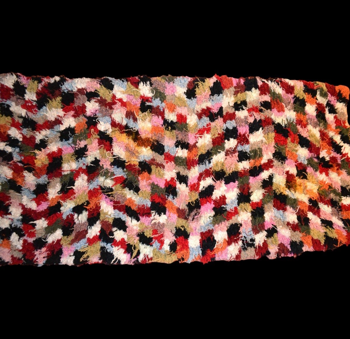 Fantaisie Berbère, tapis, 100 x 205 cm , années 50, tapis-tableau, laine nouée main au Maroc-photo-3
