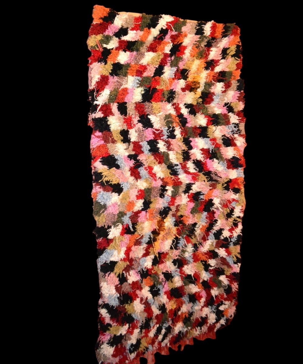 Fantaisie Berbère, tapis, 100 x 205 cm , années 50, tapis-tableau, laine nouée main au Maroc-photo-4