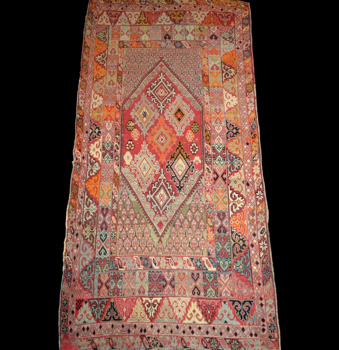 Fantaisie Berbère, tapis, 100 x 205 cm , années 50, tapis-tableau, laine nouée main au Maroc-photo-6
