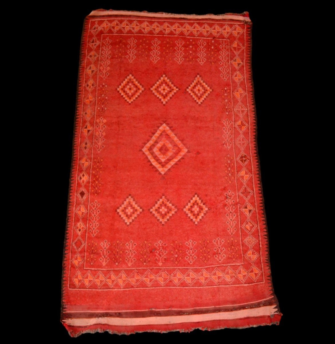 Fantaisie Berbère, tapis, 100 x 205 cm , années 50, tapis-tableau, laine nouée main au Maroc-photo-8