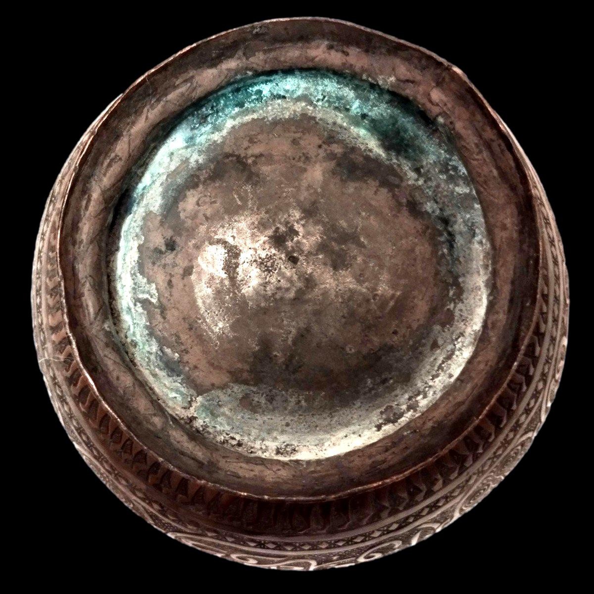 Basin, Tâs, Calligraphy, Tinned Copper Bowl, Afghanistan, Second Half Of The 19th Century-photo-3