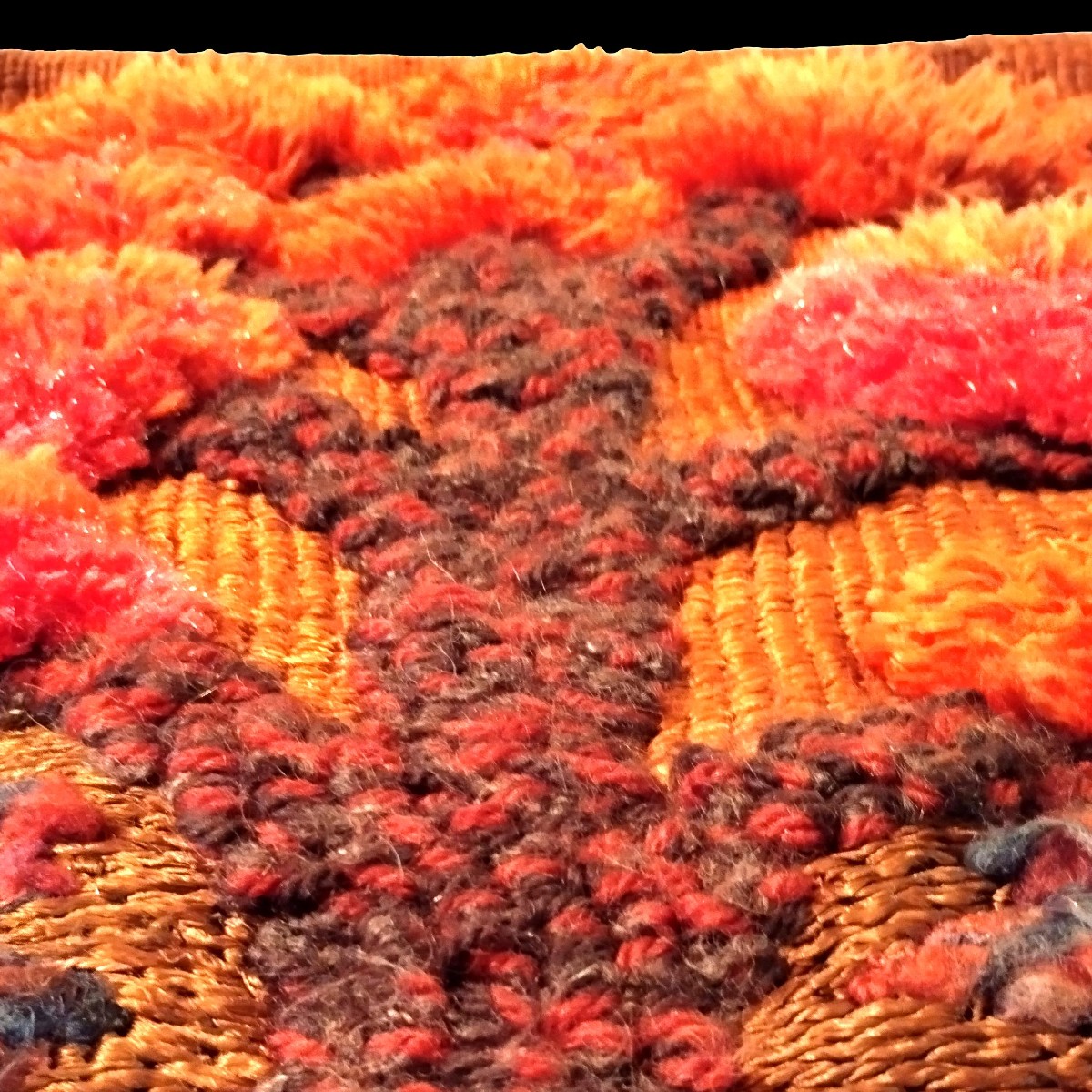 Wall Tapestry, Silk And Wool, 100 X 60 Cm, Circa 1970, Excellent Condition-photo-2