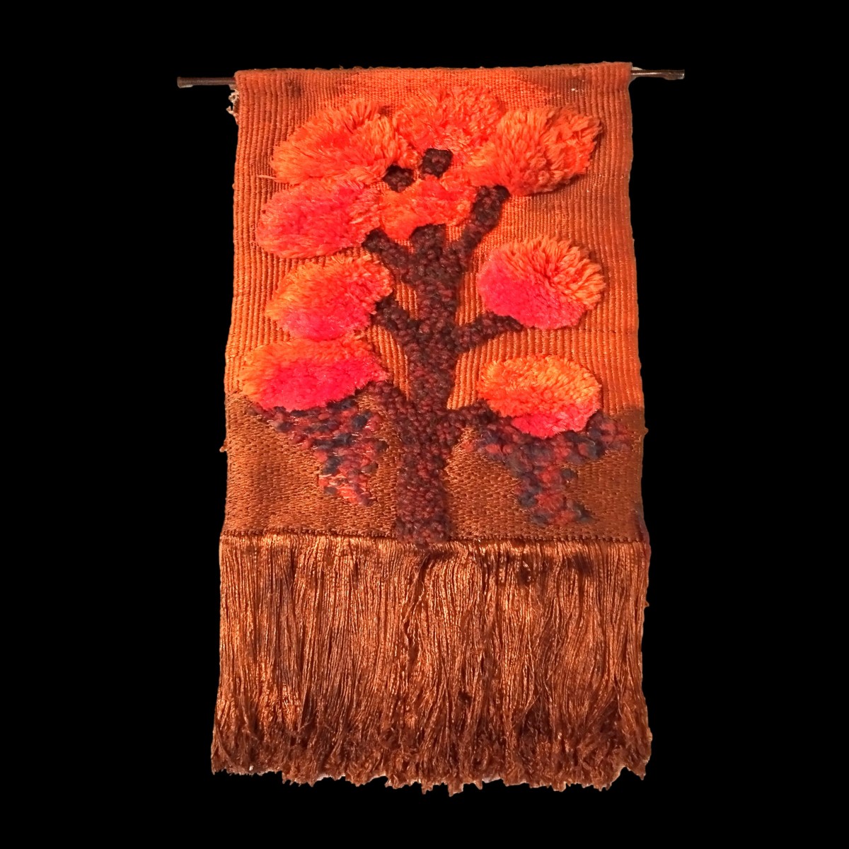 Wall Tapestry, Silk And Wool, 100 X 60 Cm, Circa 1970, Excellent Condition