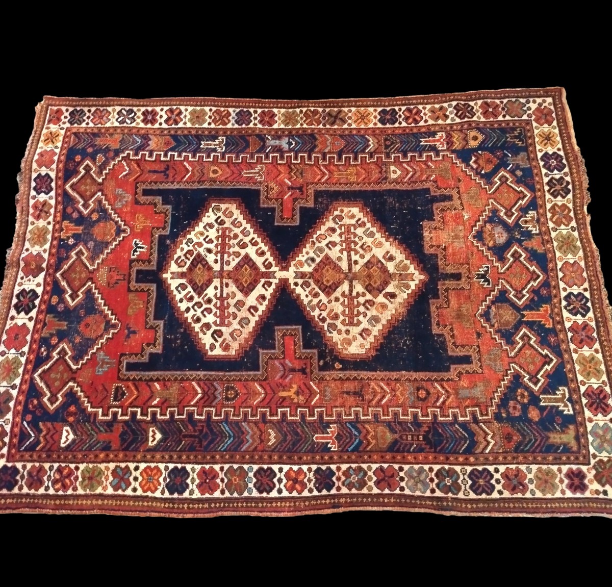 Antique Gashgaïs Rug, 134 X 177 Cm, Wool On Wool, Hand-knotted Circa 1900-1920 In Iran-photo-2