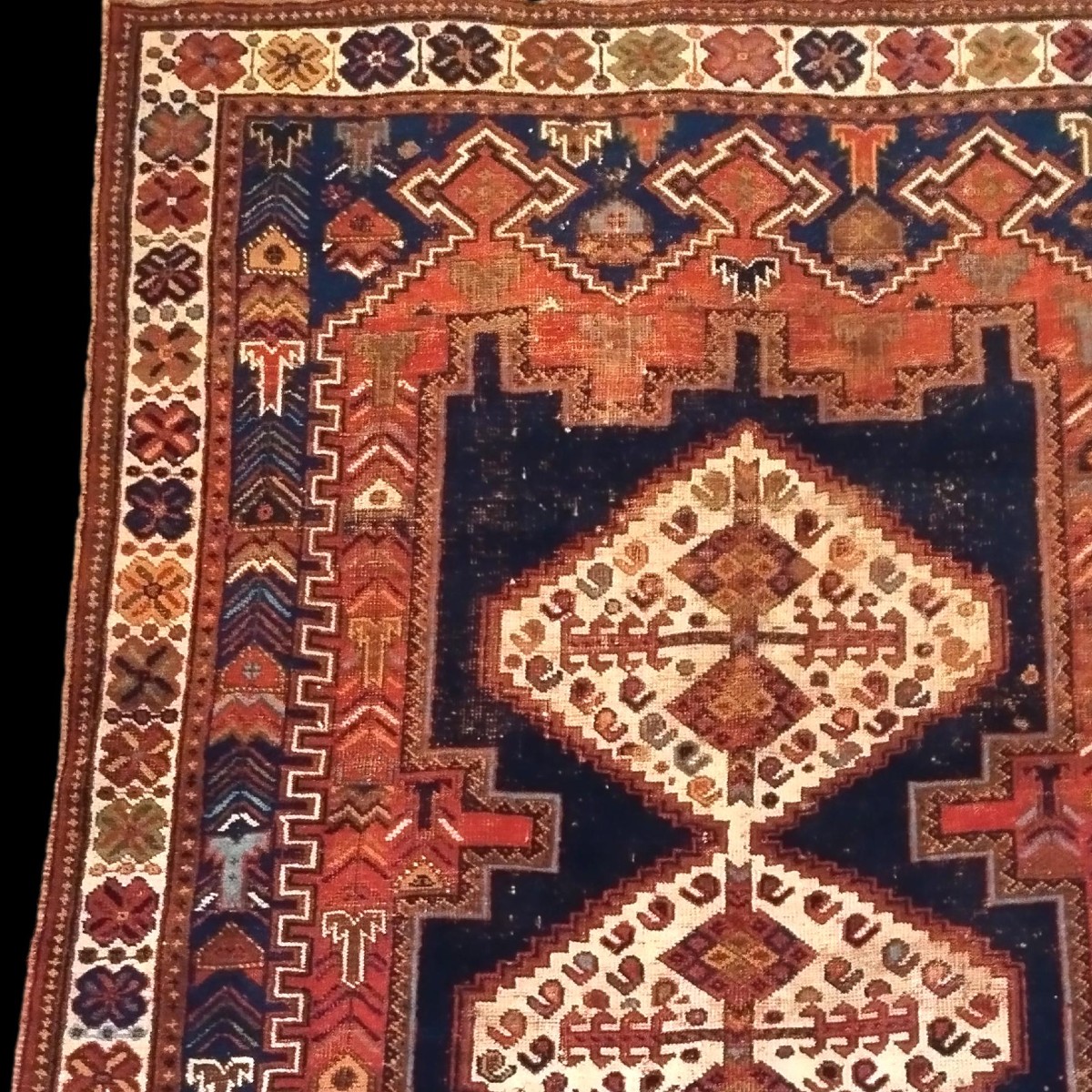 Antique Gashgaïs Rug, 134 X 177 Cm, Wool On Wool, Hand-knotted Circa 1900-1920 In Iran-photo-4