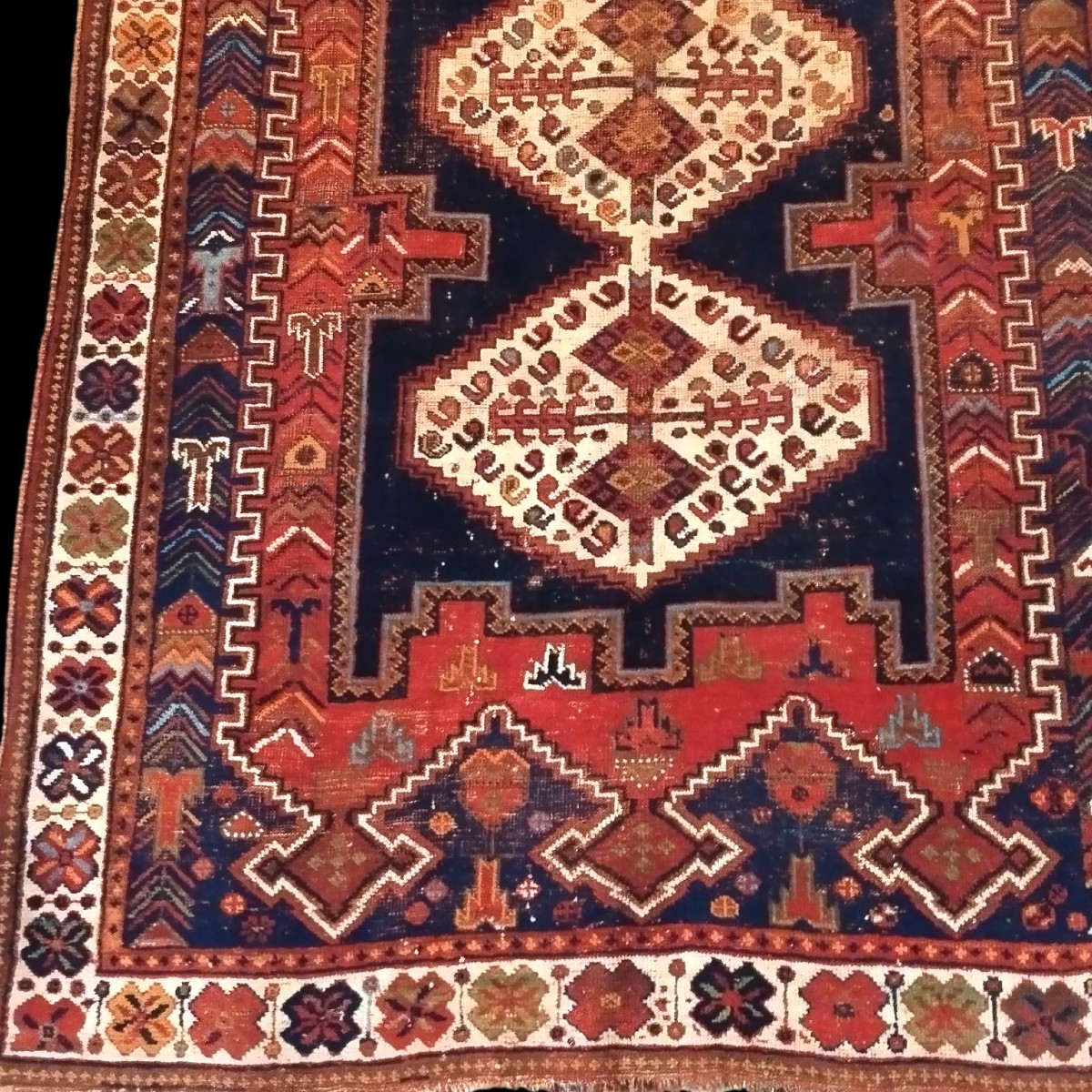 Antique Gashgaïs Rug, 134 X 177 Cm, Wool On Wool, Hand-knotted Circa 1900-1920 In Iran-photo-2