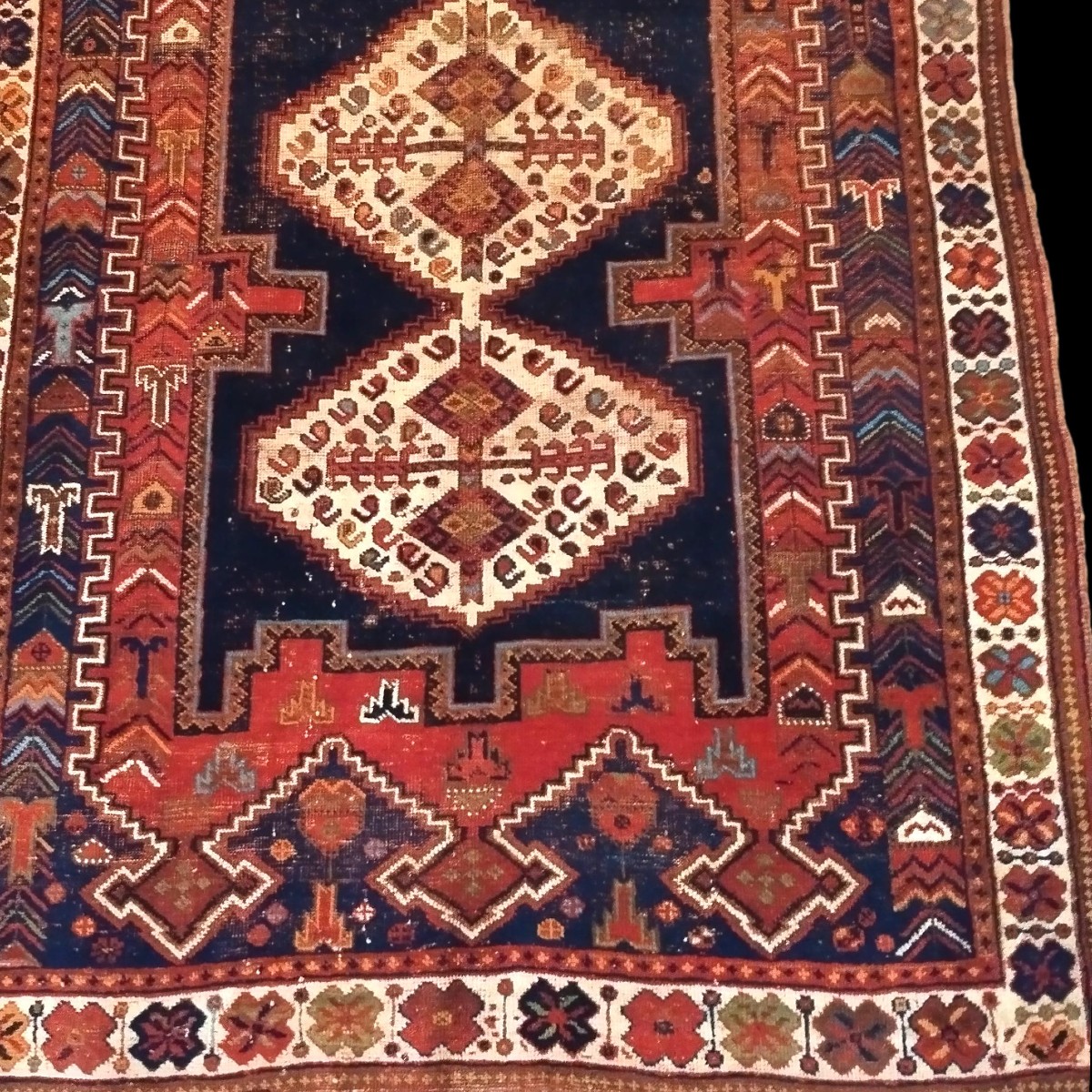 Antique Gashgaïs Rug, 134 X 177 Cm, Wool On Wool, Hand-knotted Circa 1900-1920 In Iran-photo-3