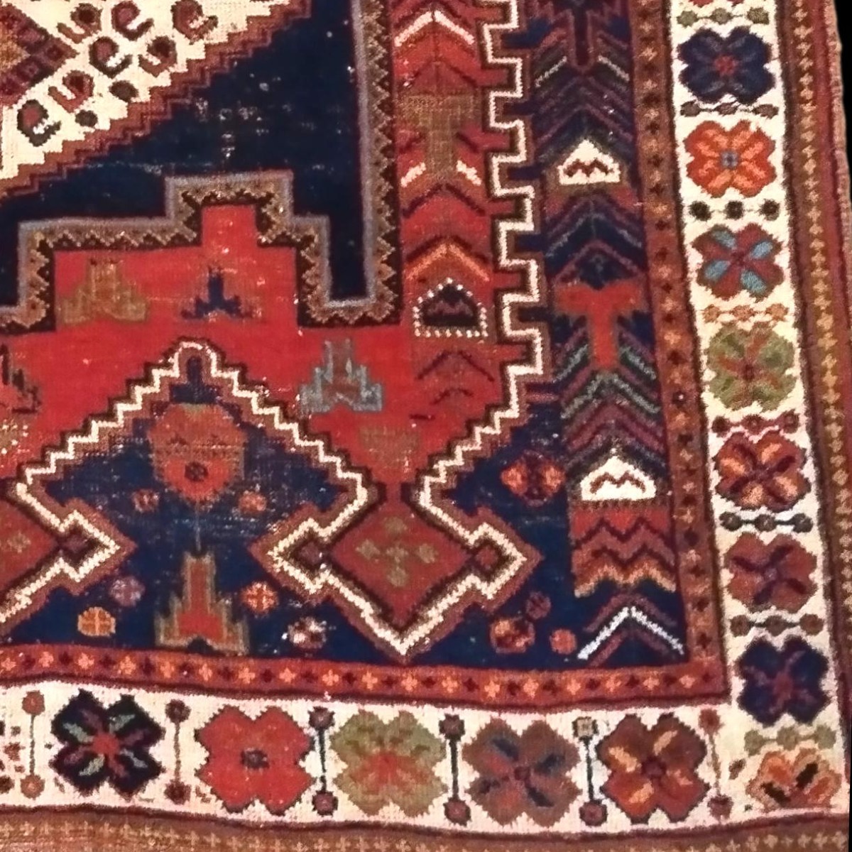 Antique Gashgaïs Rug, 134 X 177 Cm, Wool On Wool, Hand-knotted Circa 1900-1920 In Iran-photo-4