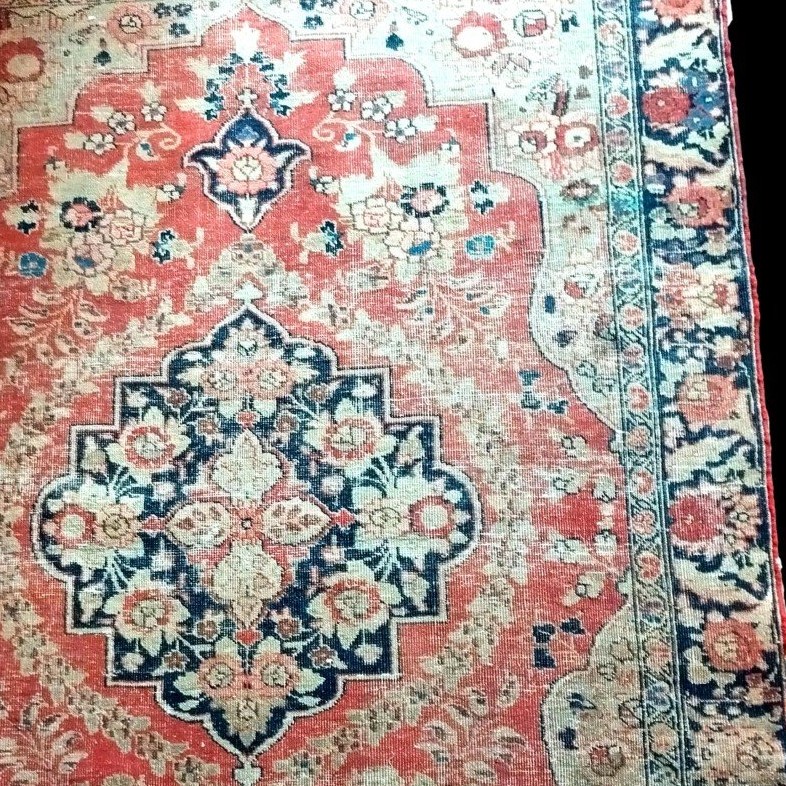 Tapis Tabriz ancien, 130 x 185 cm, laine nouée main, Empire des roses, Kadjar, Iran, Fin XIXème-photo-1