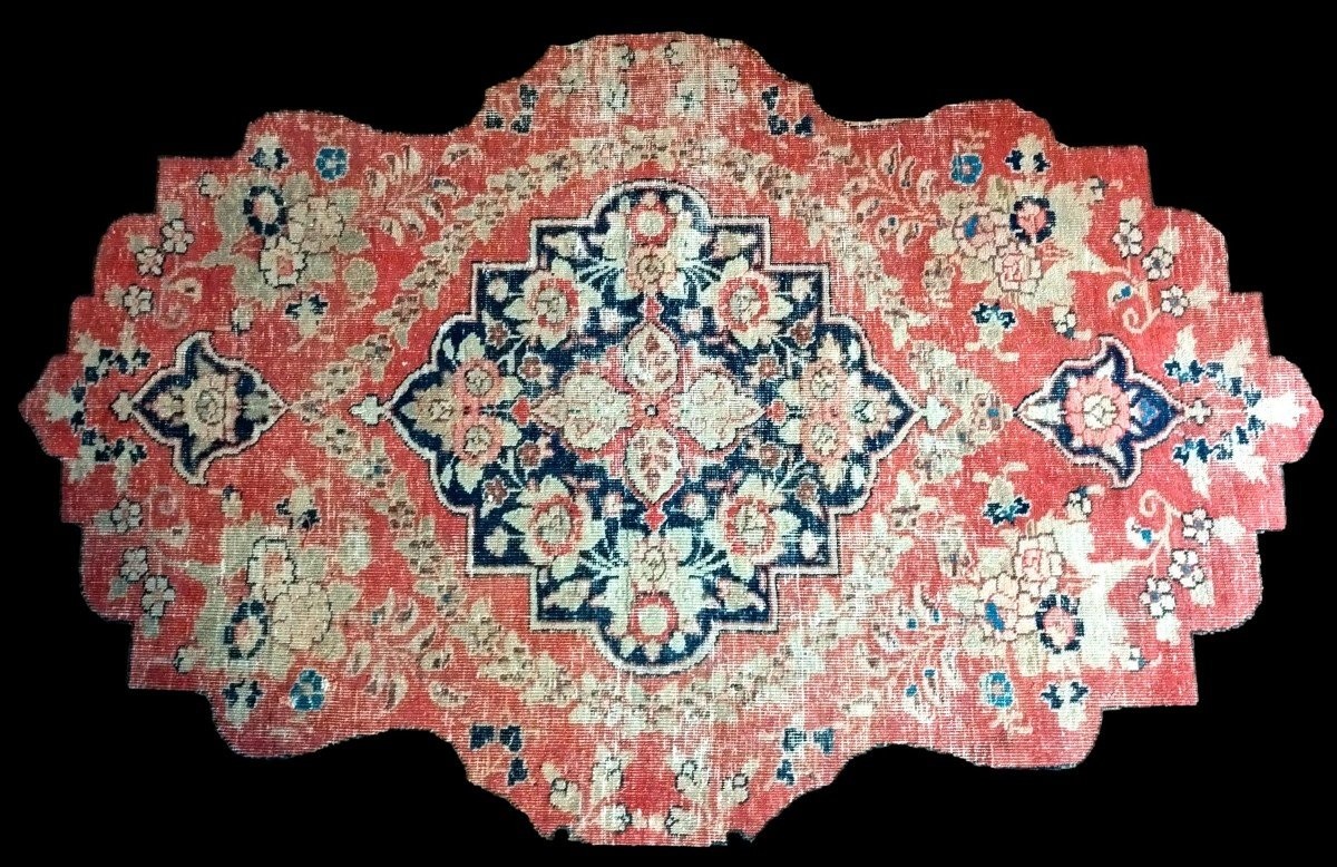 Tapis Tabriz ancien, 130 x 185 cm, laine nouée main, Empire des roses, Kadjar, Iran, Fin XIXème-photo-5