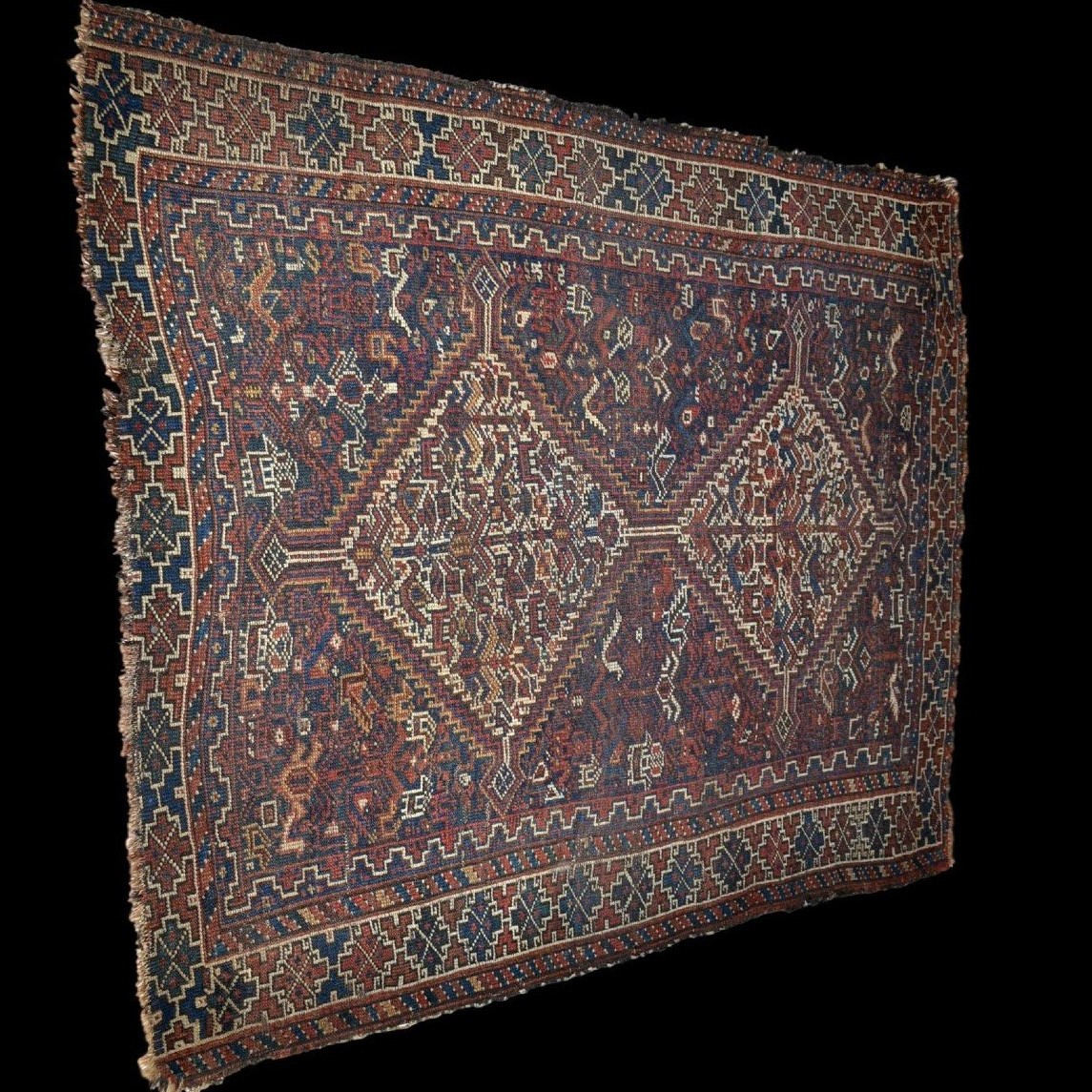Tapis Khamseh, 111 x 139 cm, laine nouée main, tribus des Khamseh, Iran, région de Shiraz-photo-2