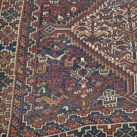 Tapis Khamseh, 111 x 139 cm, laine nouée main, tribus des Khamseh, Iran, région de Shiraz-photo-1