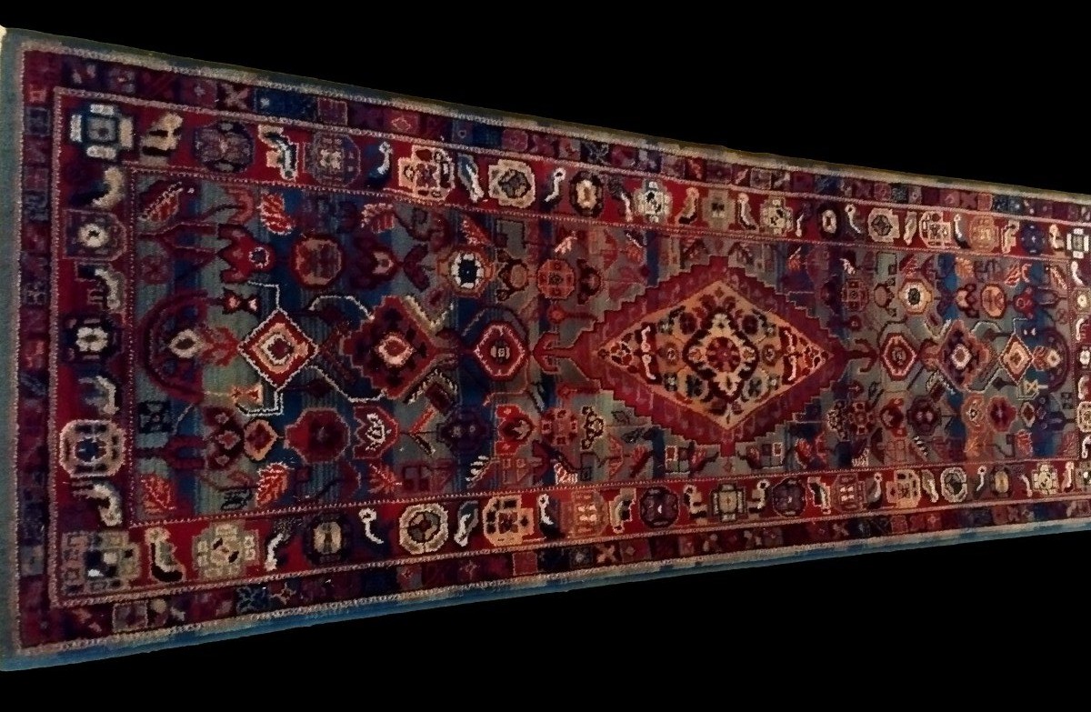 Galerie tapis Mechkabad, 87 x 270 cm, laine nouée main en Iran, parfait état-photo-2