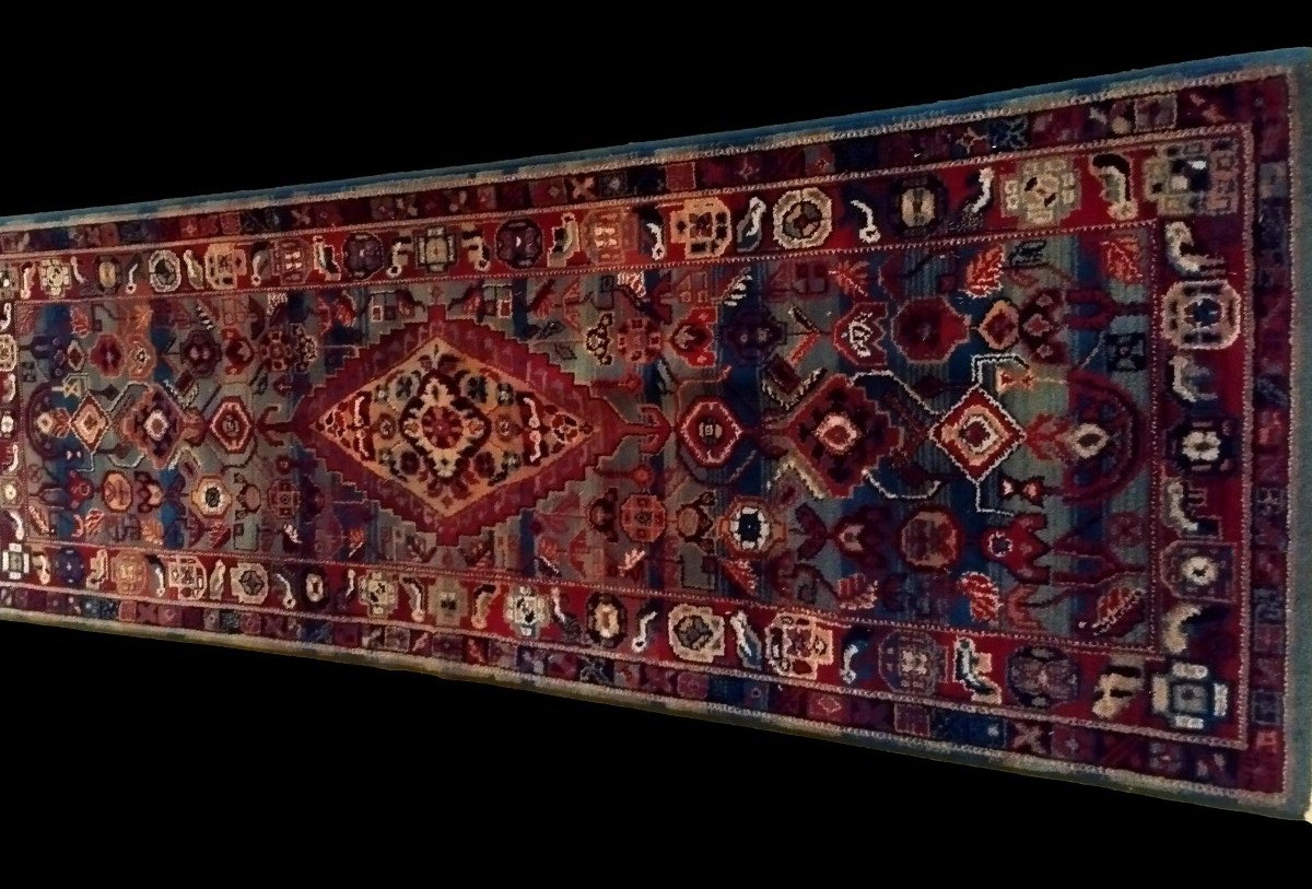 Galerie tapis Mechkabad, 87 x 270 cm, laine nouée main en Iran, parfait état-photo-4