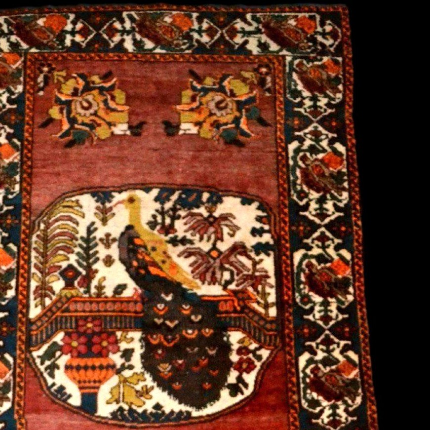 Afshar Peacock Rug, 132 X 198 Cm, Hand-knotted Wool In Iran Circa 1920-1930, Very Good Condition-photo-1