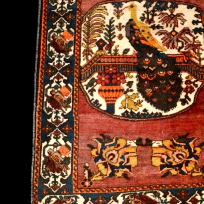 Afshar Peacock Rug, 132 X 198 Cm, Hand-knotted Wool In Iran Circa 1920-1930, Very Good Condition-photo-2
