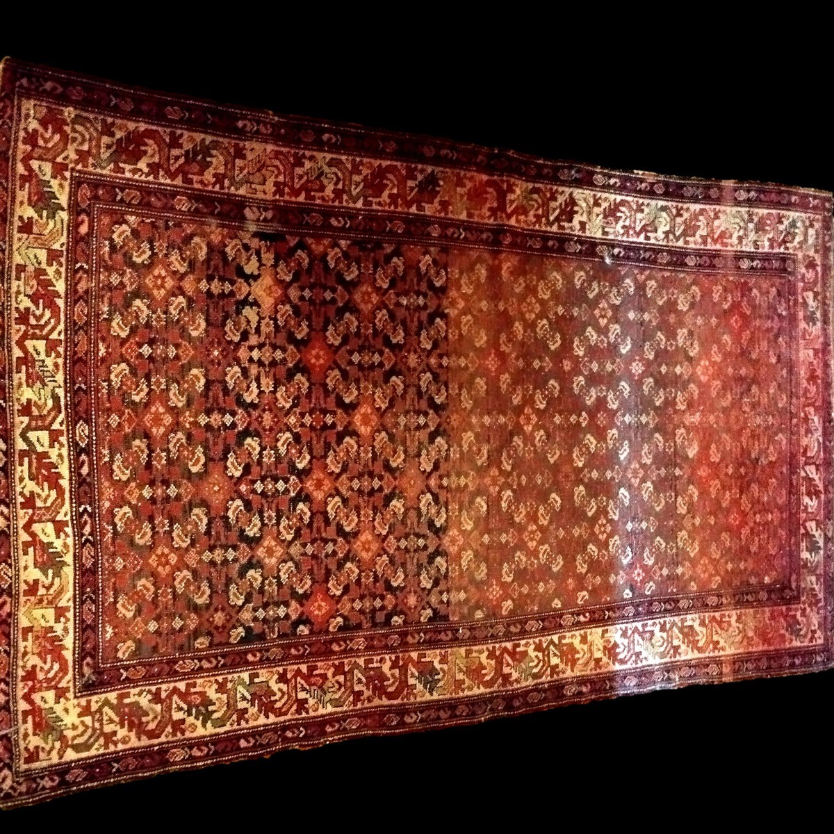 Malayer Carpet, Herati, 127 X 200 Cm, Hand-knotted Wool, Iran, Late 19th Century, Used Condition-photo-3
