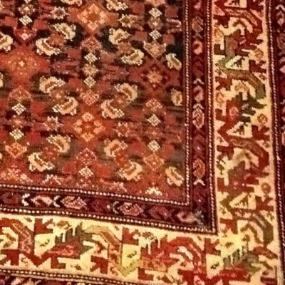 Malayer Carpet, Herati, 127 X 200 Cm, Hand-knotted Wool, Iran, Late 19th Century, Used Condition-photo-7