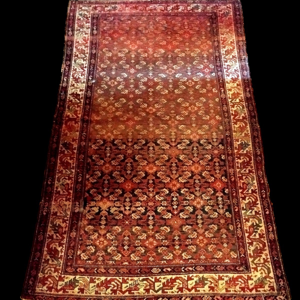 Malayer Carpet, Herati, 127 X 200 Cm, Hand-knotted Wool, Iran, Late 19th Century, Used Condition