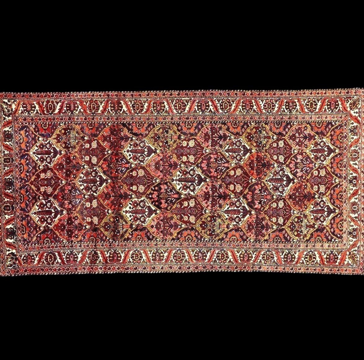 Tapis Bakhtiar en galerie, 150 x 302 cm, laine nouée main en Iran vers 1970 en parfait état-photo-2