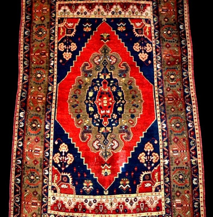 Tapis Kutaya ou Kutalaya ancien, 114 x 203 cm, laine/laine nouée main, Empire Ottoman, Turquie-photo-1